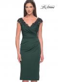 Picture of: Short Satin Evening Dress with Beaded Details in Emerald, Style: 31839, Main Picture