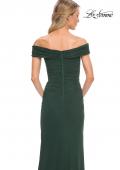 Picture of: Ruched Off the Shoulder Net Jersey Evening Dress in Emerald, Detail Picture 8