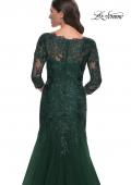 Picture of: Mermaid Tulle and Lace Dress with Scallop Detailed Neckline in Emerald, Style: 30823, Detail Picture 8