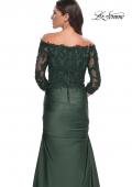 Picture of: Mermaid Satin Dress with Gathering and Off the Shoulder Top in Emerald, Style: 30853, Detail Picture 8
