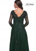 Picture of: Long Sleeve Lace and Tulle Dress with V Neckline in Emerald, Style: 30795, Detail Picture 10