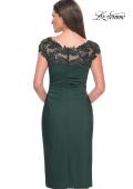 Picture of: Short Satin Evening Dress with Beaded Details in Emerald, Style: 31839, Back Picture
