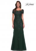 Picture of: Lace and Net Fitted Long Mother of the Bride Dress in Emerald, Style: 29792, Detail Picture 1