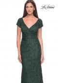 Picture of: Stretch Lace Evening Dress with Short Sleeves in Emerald, Style: 30797, Detail Picture 1
