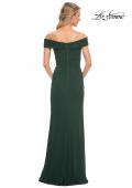 Picture of: Ruched Off the Shoulder Net Jersey Evening Dress in Emerald, Detail Picture 2