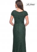 Picture of: Stretch Lace Evening Dress with Short Sleeves in Emerald, Style: 30797, Detail Picture 2