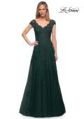 Picture of: Short Sleeve Lace Gown with Cascading Embellishments, Style: 26942, Detail Picture 3