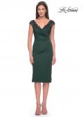 Picture of: Short Satin Evening Dress with Beaded Details in Emerald, Style: 31839, Detail Picture 3