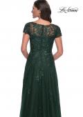 Picture of: A-Line Dress with Lace Applique and Sheer Short Sleeves in Emerald, Style: 30168, Detail Picture 4