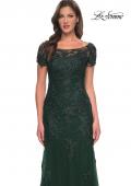 Picture of: Lace and Net Fitted Long Mother of the Bride Dress in Emerald, Style: 29792, Detail Picture 5