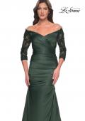 Picture of: Mermaid Satin Dress with Gathering and Off the Shoulder Top in Emerald, Style: 30853, Detail Picture 7