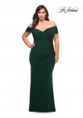 Picture of: Long Net Jersey Plus Dress with Bodice Design in Emerald, Style: 29635, Main Picture