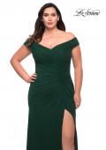 Picture of: Flattering Ruched Off the Shoulder Plus Size Dress in Emerald, Style: 29722, Main Picture