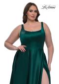 Picture of: A-line Satin Plus Prom Dress with Rhinestone Neckline in Emerald , Style: 33026, Main Picture