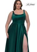 Picture of: A-line Satin Plus Prom Dress with Rhinestone Neckline in Emerald , Style: 33026, Detail Picture 8