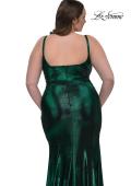 Picture of: Metallic Plus Size Prom Dress with Flattering Ruching in Emerald , Style: 33020, Detail Picture 15