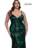 Picture of: Metallic Plus Size Prom Dress with Flattering Ruching in Emerald , Style: 33020, Detail Picture 16