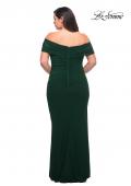 Picture of: Long Net Jersey Plus Dress with Bodice Design in Emerald, Style: 29635, Back Picture