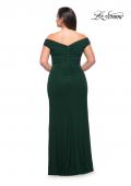 Picture of: Flattering Ruched Off the Shoulder Plus Size Dress in Emerald, Style: 29722, Back Picture