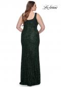 Picture of: Beaded Lace Plus Size Fitted Dress with Square Neckline in Emerald, Style: 31605, Back Picture
