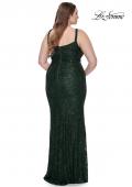 Picture of: Beaded Lace Plus Dress with Ruching and V Neckline in Emerald, Style: 31982, Back Picture