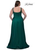 Picture of: A-line Satin Plus Prom Dress with Rhinestone Neckline in Emerald , Style: 33026, Back Picture