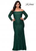 Picture of: Long Sleeve Off The Shoulder Lace Plus Size Dress in Emerald, Style: 28859, Detail Picture 1