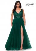 Picture of: Curvy A-line Prom Gown with Sequin Bodice and Tulle Skirt in Emerald, Style: 29045, Detail Picture 1