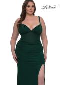 Picture of: Flattering Curve Dress with Corset Top and Ruched Skirt in Emerald , Style: 33015, Detail Picture 1