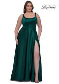 Picture of: A-line Satin Plus Prom Dress with Rhinestone Neckline in Emerald , Style: 33026, Detail Picture 1