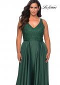Picture of: A-line Plus Size Dress with Lace Sequin Bodice in Emerald, Style: 29004, Detail Picture 2