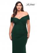 Picture of: Long Net Jersey Plus Dress with Bodice Design in Emerald, Style: 29635, Detail Picture 4