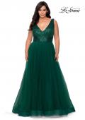 Picture of: Curvy A-line Prom Gown with Sequin Bodice and Tulle Skirt in Emerald, Style: 29045, Detail Picture 5