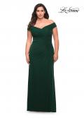 Picture of: Flattering Ruched Off the Shoulder Plus Size Dress in Emerald, Style: 29722, Detail Picture 5