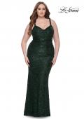 Picture of: Beaded Lace Plus Dress with Ruching and V Neckline in Emerald, Style: 31982, Detail Picture 5