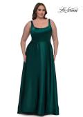 Picture of: A-line Satin Plus Prom Dress with Rhinestone Neckline in Emerald , Style: 33026, Detail Picture 5