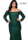Picture of: Long Sleeve Off The Shoulder Lace Plus Size Dress in Emerald, Style: 28859, Detail Picture 7