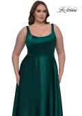 Picture of: A-line Satin Plus Prom Dress with Rhinestone Neckline in Emerald , Style: 33026, Detail Picture 7