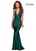 Picture of: Jersey Prom Dress with Deep Dramatic Neckline in Emerald, Style: 28579, Main Picture