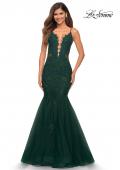 Picture of: Tulle and Lace Mermaid Gown in Jewel Tones in Emerald, Main Picture