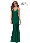 Picture of: Fitted Long Jersey Gown with Criss Cross Bodice in Emerald, Style 29848, Main Picture