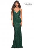 Picture of: Luxurious Soft Sequin Dress with V Neckline in Emerald, Main Picture