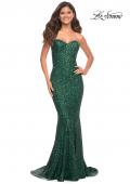 Picture of: Strapless Sweetheart Luxe Sequin Gown in Emerald, Main Picture