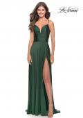 Picture of: Versatile Long Jersey Gown with V and Slit in Emerald, Style: 31090, Main Picture