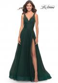 Picture of: Tulle Ball Gown with High Slit and V Neckline in Emerald, Style: 31149, Main Picture