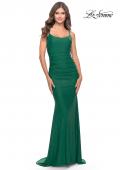 Picture of: Jeweled Modified Scoop Neck Jersey Dress with Open Back in Emerald, Style: 31218, Main Picture