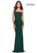 Picture of: Strapless Net Jersey Dress with Illusion Bodice in Emerald, Style: 31584, Main Picture