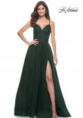 Picture of: Simple Tulle A-LIne Prom Dress with Ruched Illusion Bodice in Emerald, Style: 32130, Main Picture