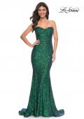 Picture of: Stretch Sequin Gown with Draped Neckline and Mermaid Skirt in Green, Style: 32340, Main Picture