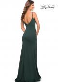 Picture of: Simple Thick Jersey Gown with High Skirt Slit in Emerald, Style: 30544, Detail Picture 8
